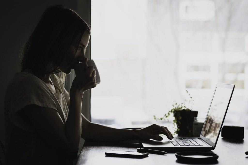 girl looking for a job on the web